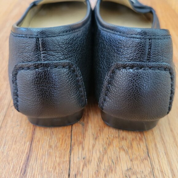 Michael Kors 8M Black Leather Loafers With Silver MK Logo Accent - Picture 4 of 11